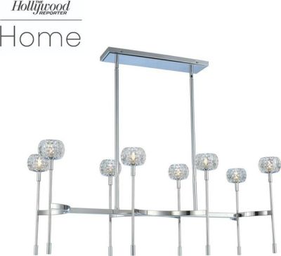 Island Pendant Light KALCO Casual Luxury 8-Light 3000K Bulb Chrome Clear Glass