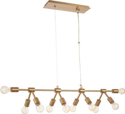 Island Pendant Light KALCO UNION Industrial 10-Light Winter Brass Dry Rating