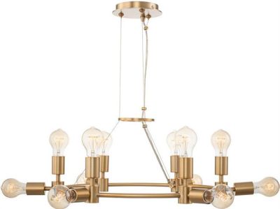 Chandelier KALCO UNION Industrial 12-Light Winter Brass Dry Rating Dimmable