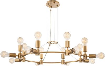Chandelier KALCO UNION Industrial 16-Light Winter Brass Dry Rating Dimmable