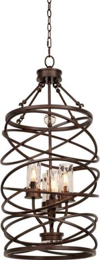 Pendant Light KALCO ETERNITY Industrial 4-Light Etruscan Bronze Clear Water