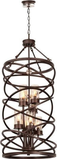 Pendant Light KALCO ETERNITY Industrial 8-Light Etruscan Bronze Clear Water