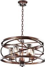 Pendant Light KALCO ETERNITY Industrial 5-Light Clear Water Etruscan Bronze