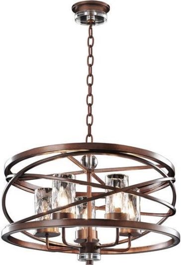 Pendant Light KALCO ETERNITY Industrial 5-Light Clear Water Etruscan Bronze