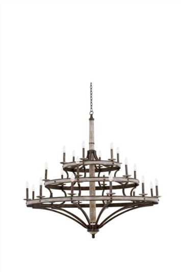 Chandelier KALCO CORONADO Farmhouse 3-Tier Tiered 24-Light Florence Gold Solid