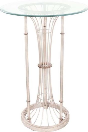 Pub Table Drinks KALCO BAL HARBOUR Transitional Pearl Silver Hand-Forged