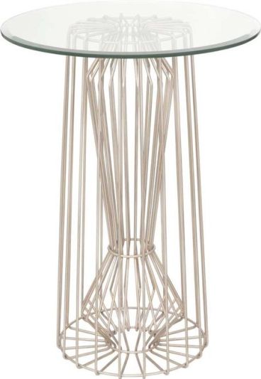 Pub Table Drinks KALCO METRO Mid-Century Modern Pearl Silver Wire Frame