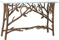 Console Table KALCO Rustic Lodge Ponderosa Glass Top
