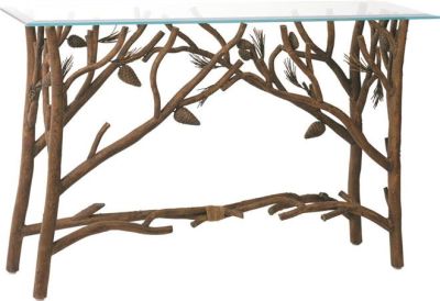 Console Table KALCO Rustic Lodge Ponderosa Glass Top