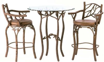 Pub Table Drinks KALCO Rustic Lodge Ponderosa Glass Top