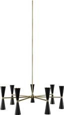 Chandelier KALCO MILO Mid-Century Modern 7-Arm 14-Light Vintage Brass 3000K