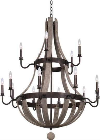 Chandelier KALCO HARPER Farmhouse 2-Tier Tiered 15-Light Florence Gold Painted