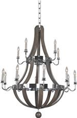 Chandelier KALCO SHARLOW Casual Luxury 15-Light Chrome Gray Ash Dry Rating