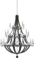 Chandelier KALCO SHARLOW Farmhouse Chic 3-Tier Tiered 42-Light Gray Chrome Ash