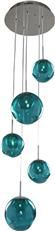 Pendant Light KALCO METEOR Contemporary 5-Light Chrome Calcite Glass Hand-Blown
