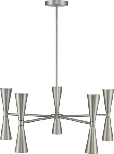 Chandelier KALCO MILO Art Deco Deco/Mid-Century Modern 5-Arm 10-Light Satin