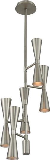 Chandelier KALCO MILO Art Deco Deco/Mid-Century Modern 10-Light Satin Nickel