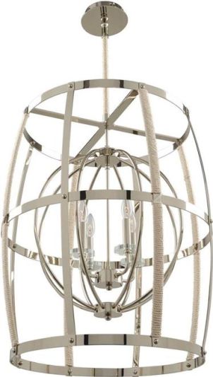 Pendant Light KALCO BRADBURY Coastal Beach 4-Light Polished Nickel Metal Woven