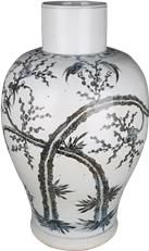 Vase Yuan Dynasty Magpie on Treetop Bird Blue Colors May Vary White Variable