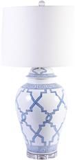 Table Lamp Greek Key Grids Vase Shape May Vary Variable Blue Colors White