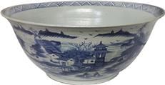 Bowl Landscape Motif Large Porcelain Handmade Hand-Crafted