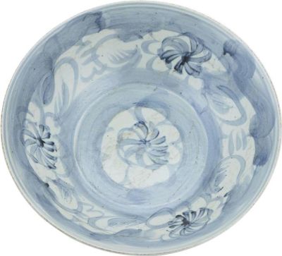 Plate Silla Sea Grass Floral Large Blue White Porcelain Handmade Ha