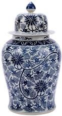 Temple Jar Vase Peacock Lotus XL Colors May Vary White Blue Variable Porcelain