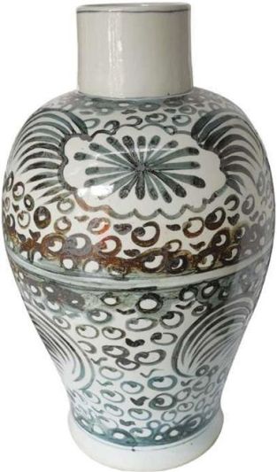 Vase Sea Flower Jar Temple Baluster White Blue Ceramic