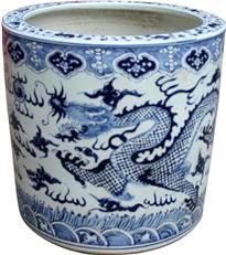 Planter Vase Cloud Dragon Cylinder Cylindrical White Colors May Vary Blue
