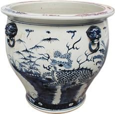 Planter Vase Kylin Dragon Bowl Blue Colors May Vary White Variable Handmade