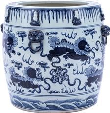 Planter Vase Lion Drum White Colors May Vary Blue Variable Ceramic Handmade