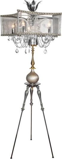 Floor Lamp Ilia Luna Bella 5-Arm Glass Chandelier Tripod Hand-Painted Pearl Iron