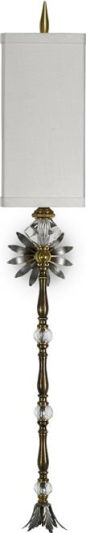 Sconce Wall Flaubert Rectangular Shade Iron Leaves Bronze Brass Crystal Linen