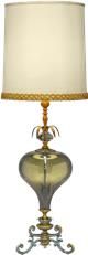 Table Lamp Sienna Smoke Glass Pewter Cut Glass Iron Brass Luna Bella USA-Made