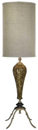 Table Lamp Lylou Luna Bella Hand-Blown Speckled Glass Brown Smoke Crystal Linen