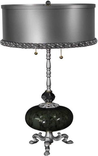 Table Lamp Sinclair Luna Bella Hand-Blown Glass Iron Crystal Pewter Brass USA