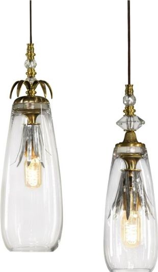 Pendant Light Pronto Luna Bella Clear Glass Metal Leaves 1-Light