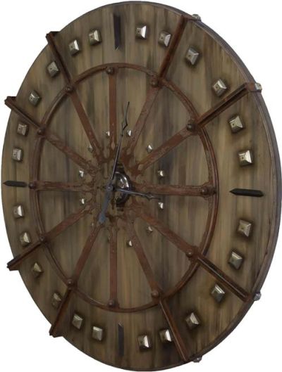 Wall Clock Medina Luna Bella Large Rust Wood Iron Bronze Handmade in the USA