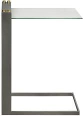 Side Table Cruz Luna Bella C-Shape Dark Gray Iron Glass Brass Modern Minimal
