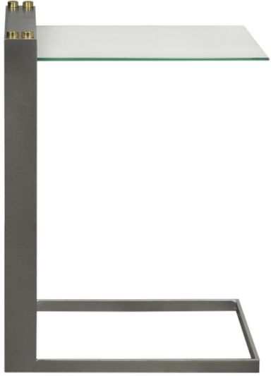 Side Table Cruz Luna Bella C-Shape Dark Gray Iron Glass Brass Modern Minimal