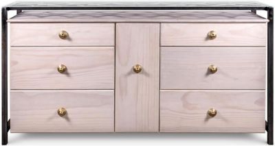 Dresser Ginger Luna Bella Suspended Glass Top Wood Drawers Metal Frame Handmade