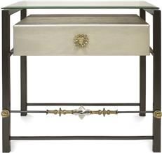 Side Table Milly Luna Bella Glamorous Floating Drawer Pewter Pearl Glass Crystal