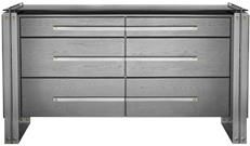 Dresser Modern Metallic Silver Luna Bella American Birch Hardwood Iron 6-Drawer