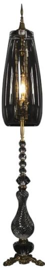 Table Lamp Belle Smokey Glass Luna Bella Hand Made USA Hand-Painted Pewter