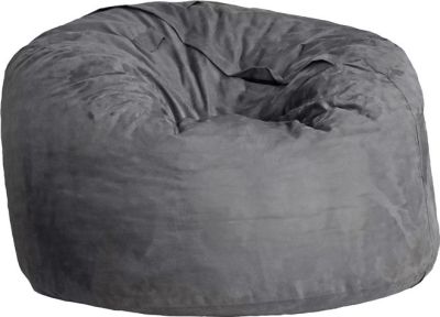 Nest Chair Lounge Round Charcoal Gray Shredded Foam Microfiber Spot Clean