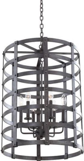 Lantern KALCO TOWNSEND Gothic Open Cage 6-Light Vintage Iron Hand-Forged Forged