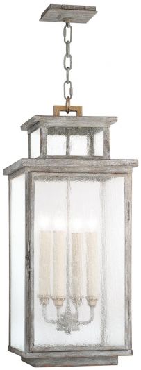 Lantern WILTSHIRE 4-Light Weathered Gray Distressed Gold Highlights Antique