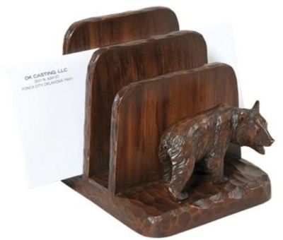 Letter Holder MOUNTAIN Rustic Bear Resin Hand-Painted Hand-Cast Painted