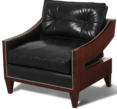 Lounge Chair Scarborough House Contemporary Italian Black Leather Rosewood