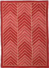 Rug Traditional Antique Camp Chevron 3x5 5x3 Red Burlap Back Cotton Hand-Dyed